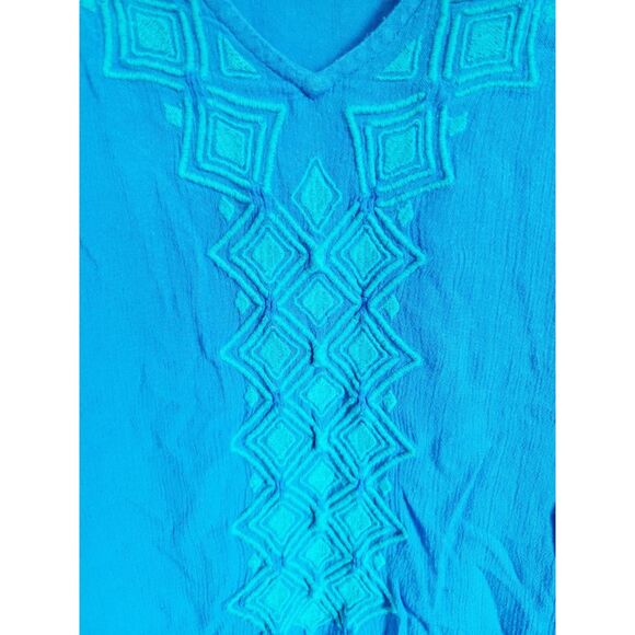 Lilly Pulitzer XL Long Sleeve Tunic Blouse Bluebell Gauze PB Collection‎ V-Neck - Picture 3 of 6